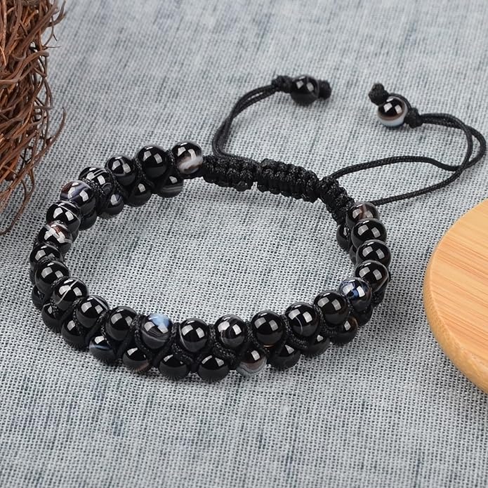 MASSIVE BEADS Double Layer Natural Chakra Healing Power Crystals Macrame Bracelet Yoga Stone Beads Gemstone Meditation Relax Anxiety Bangle for Unisex Women Men
