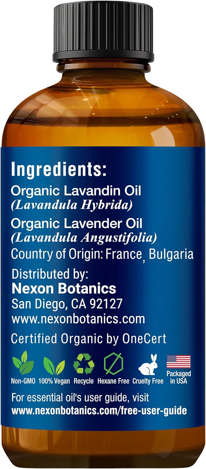 Organic Lavender Essential Oil 30 ml - Pure, Natural Oils for Aromatherapy, Diffusers, DIY, Candle and Soap Making Scent - Nexon Botanics