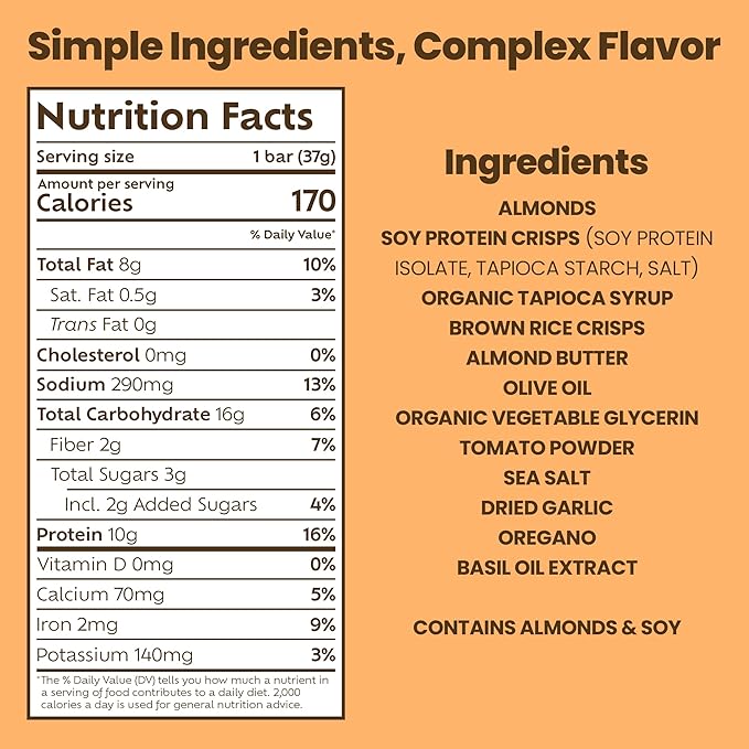 Afar Savory Protein Bars – Low Sugar, High Protein – Healthy Snacks for Adults – Meal Replacement Bar – Rice Crispy Texture – Vegan, Gluten Free (8 Bars, Italian Bruschetta)