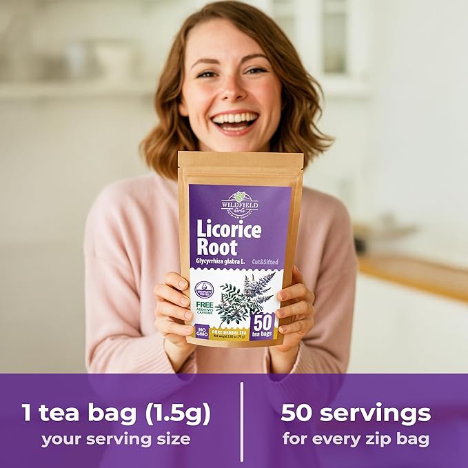 50 Bags Licorice Root Tea Liqorish Root Tea Herb (Glycyrrhiza Glabra) - 50 Count 1.5g Bags Licorice Roots Raiz De Regaliz