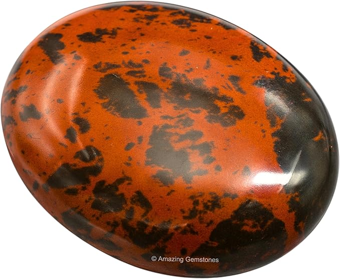 Amazing Gemstone Mahogany Obsidian Crystals and Healing Stones - Large Palm Stone Crystals Piedra - Crystal for Good Luck, Positive Energy, Meditation - Unique Stocking Stuffers Gifts for Women, Men