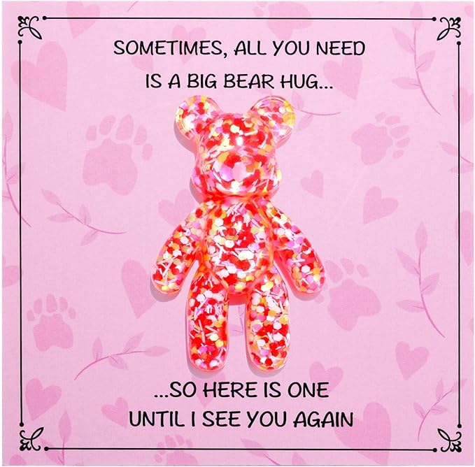 Pocket Bear Hug, Anxiety Relief Gifts for Women Men, Mental Health Positivity Gifts, Thinking of You Gift, Emotional Support Gift, Comforting Present for Son Daughter Back to School, Red