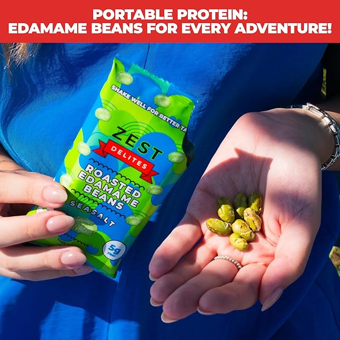 Crunchy Dry Roasted Edamame Beans Snack by Zest Delites, Sea Salt - Sriracha - Buffalo, Vegan, Low Calorie High Protein Snacks, Low Carb, Keto, Gluten Free, 0.9 oz 24 Packs