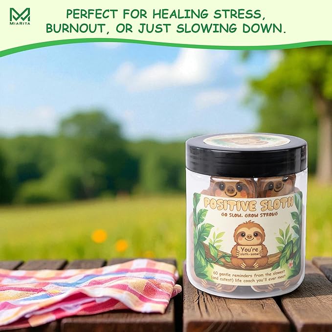 Positive Sloth Jar – 60 Affirmation Cards For Women, Girls - Mental Health & Stress Relief Support Gift, Sloth Gifts For Women, Coworker, Teen Girl Gifts Trendy Stuff
