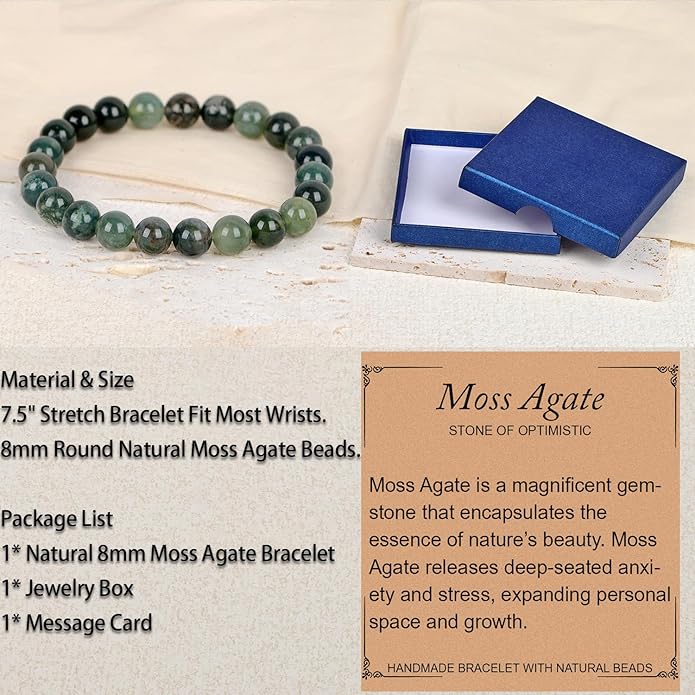 LPBeads Handmade Natural Gemstone Stretch Elastic Bracelet Healing Crystal Round Stone Beads Jewelry Gifts for Women Men