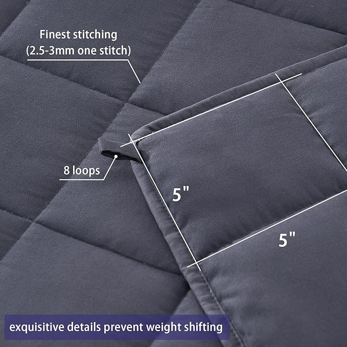 25 lbs weighted blanket Queen Size for Adults (60”x 80”, Grey) Cooling Heavy Blanket for Sleeping Perfect for 240-260 lbs, Winter Thick Breathable Blanket with Premium Glass Bead, Machine Washable