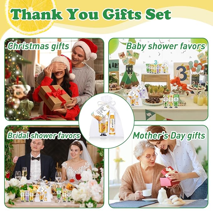 36 Pack Hand Cream Bulk and Lip Balm Bulk Sets, Stocking Stuffers for Women, Thank You Gifts and Christmas Gifts for Guests with Thank You Card Organza Bags, Birthday Gifts, Bulk Gifts, Small Gifts