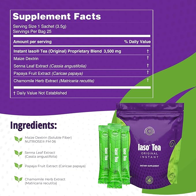 Iaso Instant Tea (Original) - Convenient Tea for a Balanced Lifestyle, Gentle & Refreshing, 25 Sachets (1 Pack)