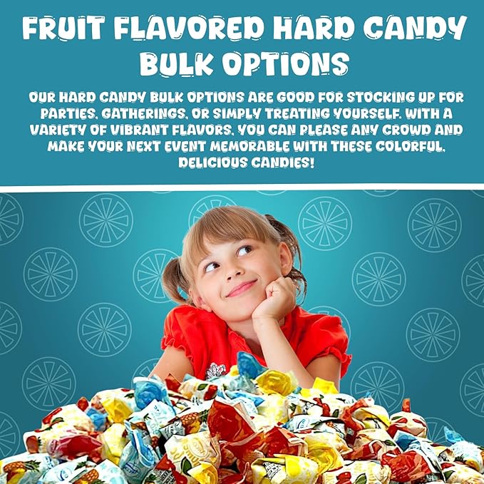 Fruit Filled Hard Candy Individually Wrapped - 2 lb Delicious Assorted Variety Pack for Snacking & Sharing - Bag of Candy for Mima's Summer Mega Sale & Valentines Day
