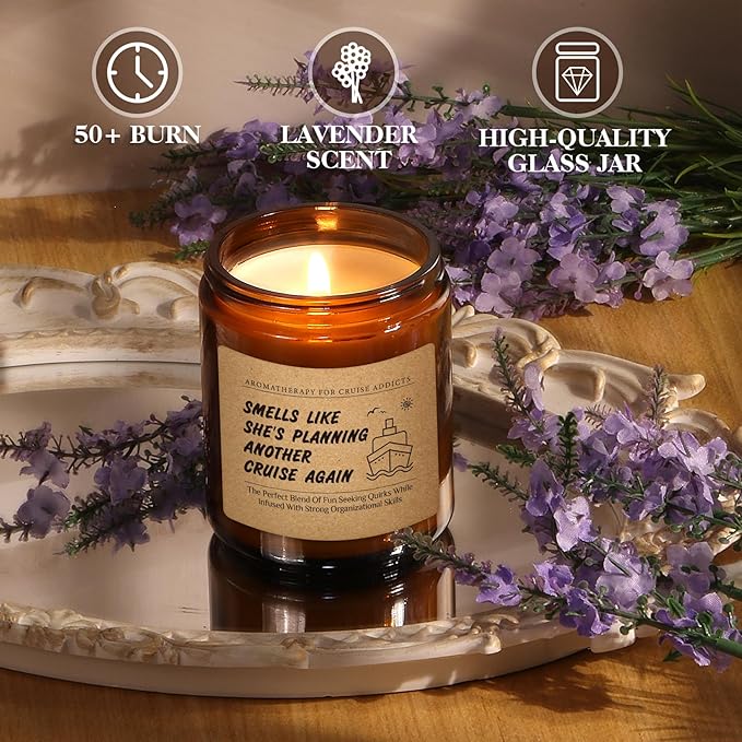 Funny Cruise Lover Travel Enthusiast Candle Gift for Women, Men - Bon Voyage Gift for Cruise Addict - Cruise Crew Appreciation, Birthday, Christmas, Retirement, Graduation Present