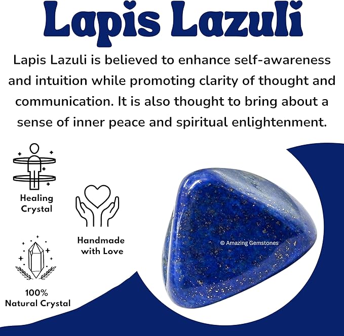 Amazing Gemstone Lapis Lazuli Crystals&Healing Stones Tumbled - 1000+ Carats Lapis Lazuli Stone, Healing Stones for Energy Balance, Stress Relief - Premium Polished Gems Rocks for Meditation&Wellness