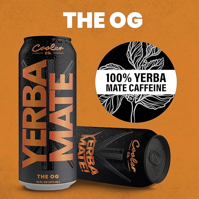 COOLER CO. | YERBA MATE | 12 Pack | 100% Organic Yerba Mate Caffeine | 150 mg Caffeine | 3 Organic Ingredients | Natural Ingredients | No Artificial Colors or Stimulants | The OG Flavor