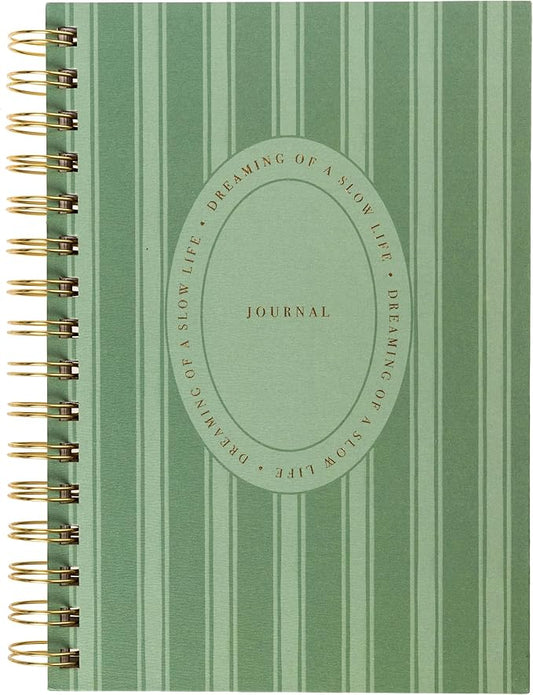 Graphique Cottage Stripe Hardbound Spiral Journal, 160 Ruled Pages Hard Cover Notebook, Diary, Lists, Record Month and Date, Premium Paper, 6” x 8”