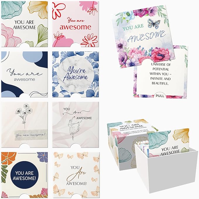 Dessie 40 Unique You Are Awesome Mini Floral Encouragement Cards w/Inspirational Messages 2.5" x2.5. Employee Appreciation Gifts. Teacher Appreciation in Bulk. Positive Affirmation Cards