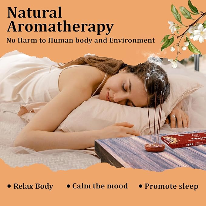 Raajsee Cinnamon Incense Sticks 100gm, Charcoal Free - !00% Natural - Organic Non-Toxic Insence Sticks, Inscents Made with Upcycled Flowers, Meditation Gifts – Spiritual Cleansing