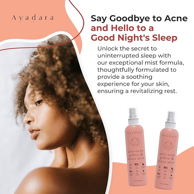 Anti-Acne Pillow & Linen Mist, Tea Tree Essential Oil & Lavender Spray for Pillow, Sheets, Blanket, & Duvet, Relaxing Pillow Aromatherapy Mist Freshener, 1000+ Sprays, 4 fl oz