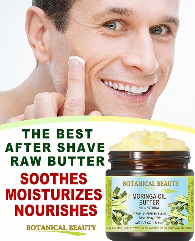 Botanical Beauty‎ MORINGA OIL BUTTER Pure Natural Virgin Unrefined RAW 4 Fl. Oz.- 120 ml for FACE, SKIN, BODY, DAMAGED HAIR, NAILS.