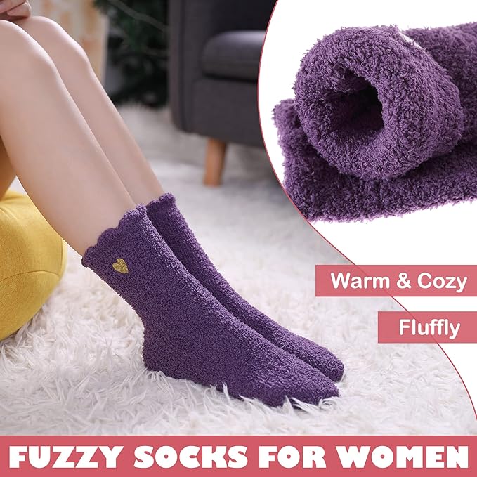 LINEMIN Womens Fuzzy Socks Cozy Fluffy Winter Warm Slipper Socks Microfiber Soft Home Sleeping Socks