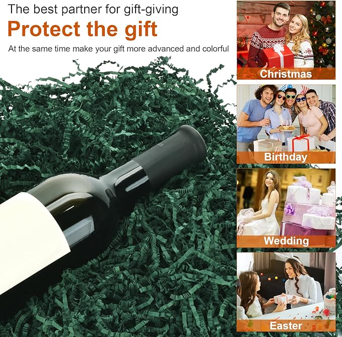 Darfukei Crinkle Paper Filler, Shredded Paper For Gift Baskets, 1/2LB (8 oz) Crinkle Cut Papers Shred, Bridesmaid Engagement Gift Boxes Bags Filler, Tissue Gifts Basket Boxes Bags Fillers, Packing Grass Confetti