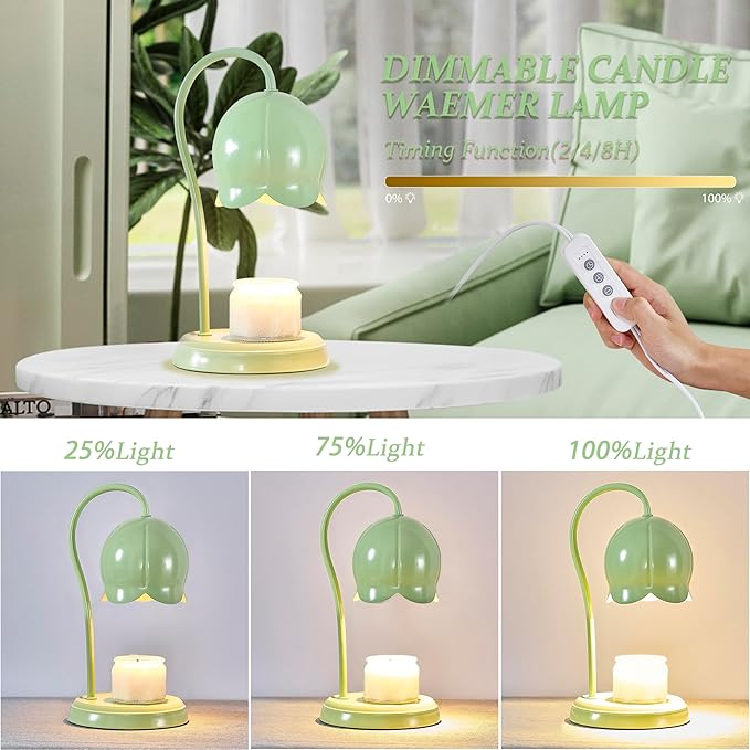 Candle Warmer Lamp Green, Dimmable Scented Wax Melt Warmer with Timer, Lamp Candle Warmer for Womens Gifts, Housewarming Gifts for Home Bedroom Decor, Xmas Birthday Gifts for Mom