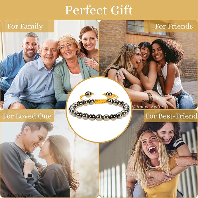 Energy Protection Crystal Handmade Adjustable Bead Bracelet Perfect for Men, Women’s Gift - Gemstone Healing Stretch Bracelet Pulsera Para Hombre Mujer Stocking Stuffer