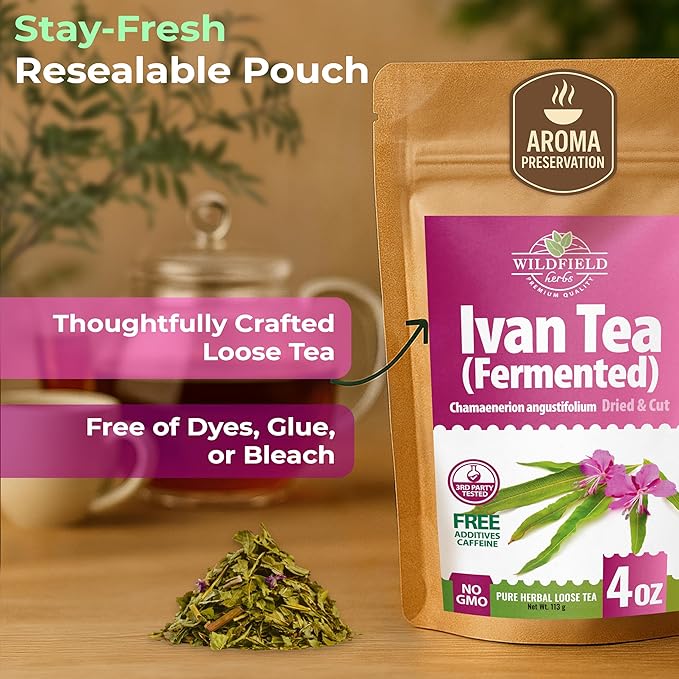 4 oz Siberian Fireweed Tea Herbal Ivan Tea Blooming Sally (Chamerion Angustifolium) Ivan Chai Bulk Loose Leaf Herb Epilobium Angustifolium - 113g (4 oz)