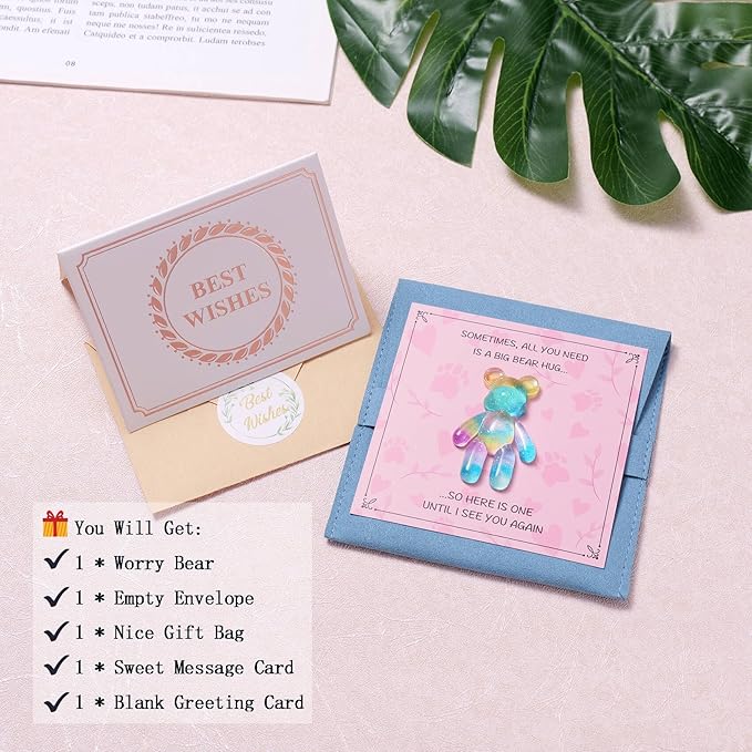 Pocket Bear Hug, Anxiety Relief Gifts for Women Men, Mental Health Positivity Gifts, Thinking of You Gift, Emotional Support Gift, Comforting Present for Son Daughter Back to School, Lake Blue