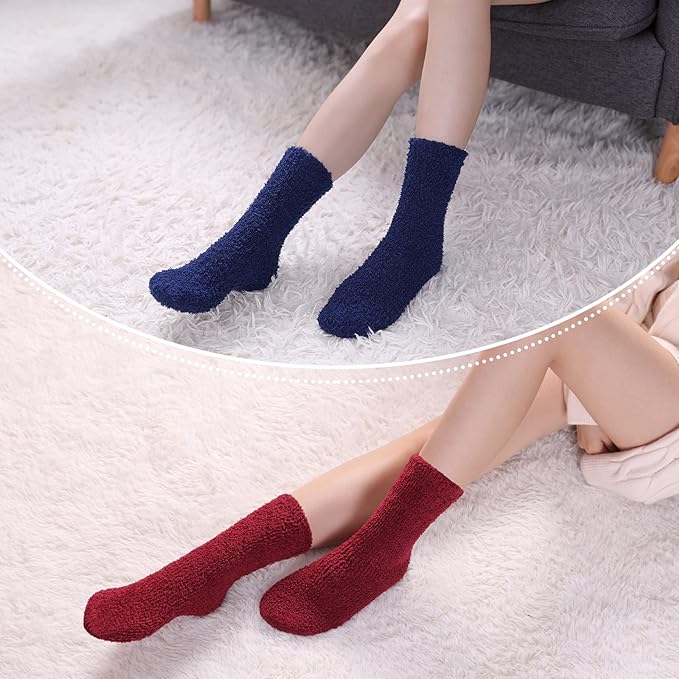 LINEMIN Womens Fuzzy Socks Cozy Fluffy Winter Warm Slipper Socks Microfiber Soft Home Sleeping Socks