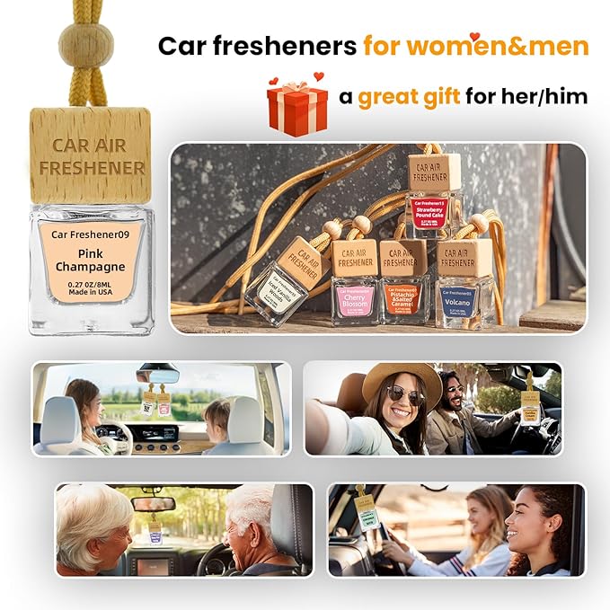 Car Air Freshener Hanging Diffuser – Long-Lasting Essential Oil Scent (Up to 60 Days) – Non-Toxic & Eco-Friendly – 2-Pack Auto Fresheners Made in USA