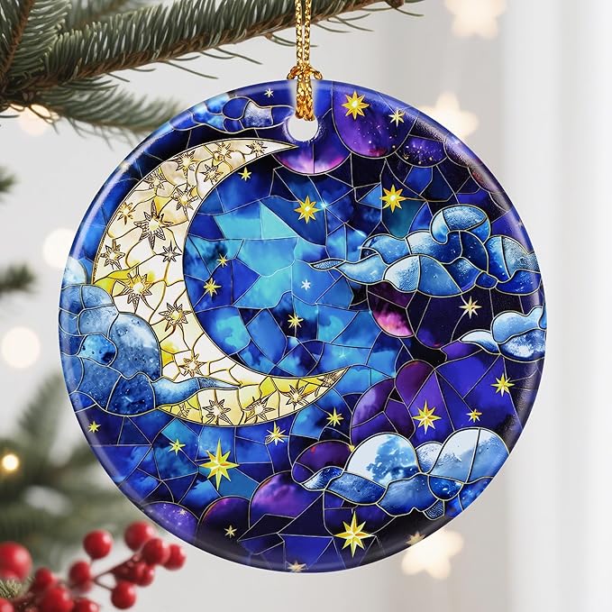 Christmas Ornament, Christmas Decoration, Ceramic-Style Night Sky Ornament, Heirloom Keepsakes, Holiday Ornaments, Holiday Presents, Unique Xmas Gifts, Gift Exchange Ornaments, Gift Idea