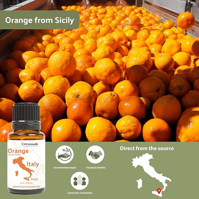 Blood Orange Essential Oil - Direct from Citrusmade in Sicily - Pure Essential Oil for Diffusers and Aromatherapy - Natural Citrus Scent | 100% Pure Therapeutic Grade (8oz)