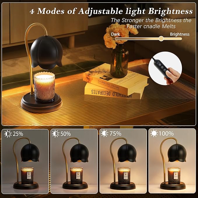 Candle Warmer Lamp Black, Dimmable Scented Wax Melt Warmer with Timer, Lamp Candle Warmer for Womens Gifts, Housewarming Gifts for Home Bedroom Decor, Xmas Birthday Gifts for Mom
