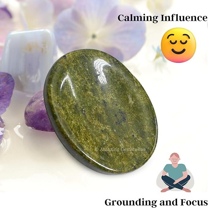 Amazing Gemstone Vasonite Worry Stone Crystals and Healing Stones - Stones for Stress Relief - Piedra Crystal Fidget for Meditation, Relaxation - Unique Stocking Stuffers and Birthday Gift