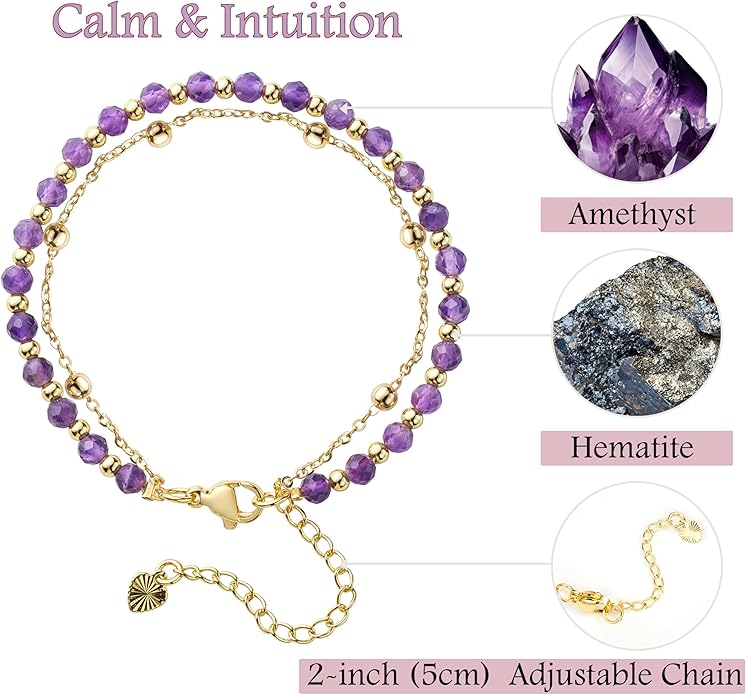 Farfume Crystal Bracelet Beaded Bracelets for Women 4mm Natural Stone Beads Gemstone Handmade Anxiety Jewelry Gifts