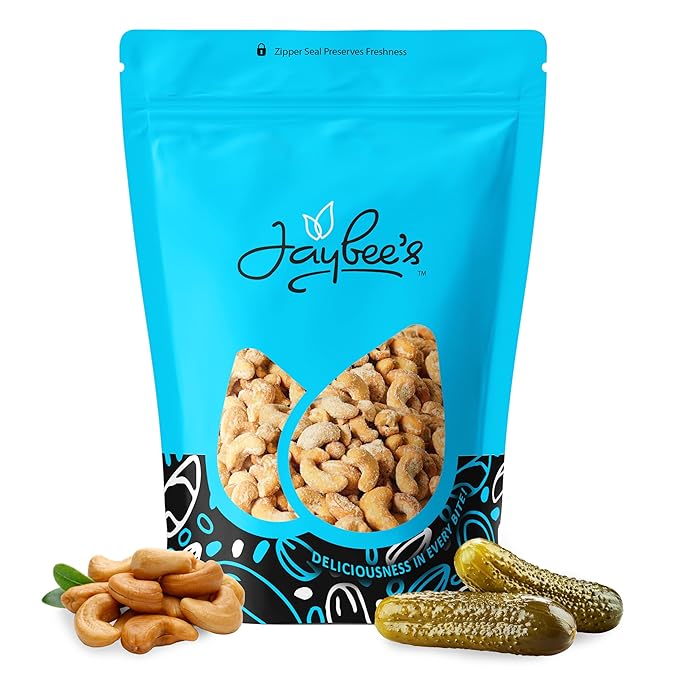 Dill Pickle Cashews 24 oz Resealable Pouch | Gourmet Roasted Cashews - Tangy, Savory, and Crunchy Snack - High-Protein, Vegan Friendly - Perfect for Snacking, Gifting, and Meal Prep | Jaybee's Nuts