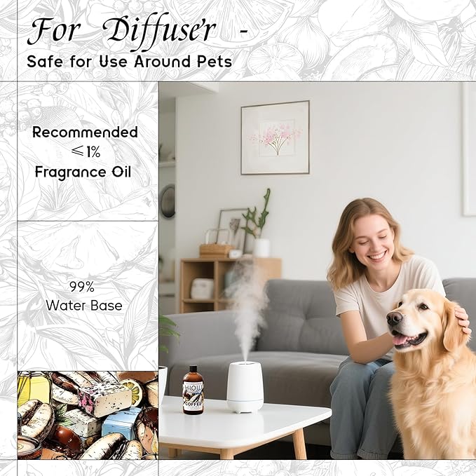 HIQILI Coffee Fragrance Oil for Scent Diffuser & Humidifier, Perfect for Candle, Soap, Perfume Making, New Car & Home - 5.07 Fl Oz