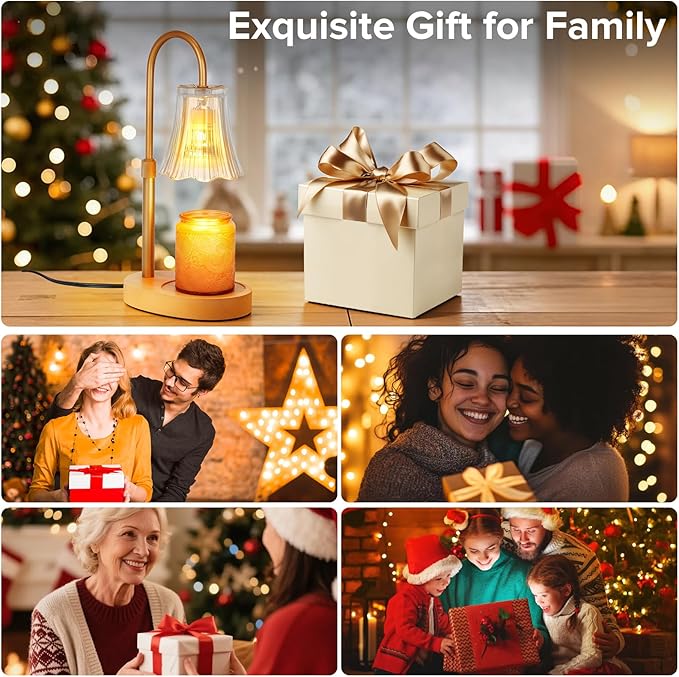 Candle Warmer Lamp with Timer, 4-Level Dimmable & Height Adjustable,Wax Melt Warmer for Jar Candles, Unique Design Enhances Home Ambiance (Transparent)