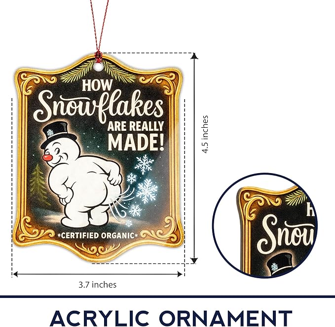 Christmas Ornament 2025 - Snowman Ornament, Snowman Ornaments for Christmas Tree, Acrylic Christmas Ornaments, Suncatcher Effect Window Hanging, car Hanging RUSATEN Snowflakes