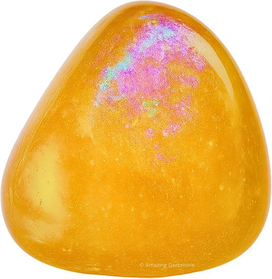 Amazing Gemstone Tangerine Aura Quartz Crystals and Healing Stones Tumbled - 1 Oz Tangerine Aura Quartz Stone, Natural Healing Stones for Energy Balance, Stress Relief - Polished