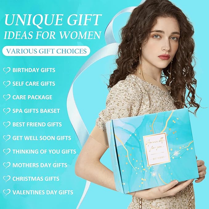 Birthday Gifts for Women Self Care Gifts Get Well Soon Gifts, Rose Relaxing Spa Gifts Basket Care Package, Luxury Flannel Blanket, Thanksgiving Christmas Gifts for Mom Her Grandma Friend Sister Wife