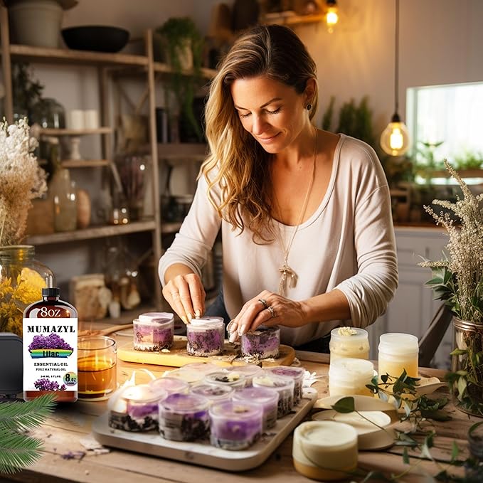 Lilac Essential Oil, Lilac Oil 8 Fl Oz 240ML for Diffuser Humidifier Yoga Cleaning DIY Candle Soap Making Essential Oils