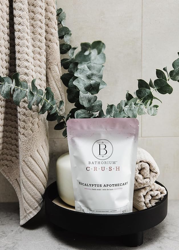Bathorium Eucalyptus Apothecary Crush, Muscle Recovery Bath Soak, Eucalyptus & Tea Tree Oils, Post-Workout, Sinus Relief, pH-Balanced, 5+ Baths, 21 oz