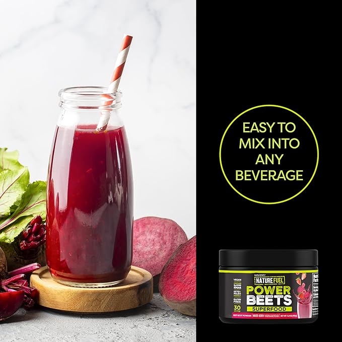 Healthy Delights Nature Fuel Power Beets, Vegan Beet Juice Powder, Beet Powder for High Blood Pressure, 0g Added Sugar, Beet Root Supplement, Beetroot, Mixed Berry, 30 Servings (Packaging May Vary)