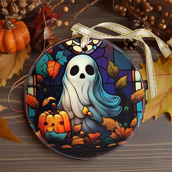 Christmas 2025 Ornaments, Christmas Ornament Gift, Holiday Keepsake, Stocking Stuffers, Gift Ideas - Ghost with Pumpkin