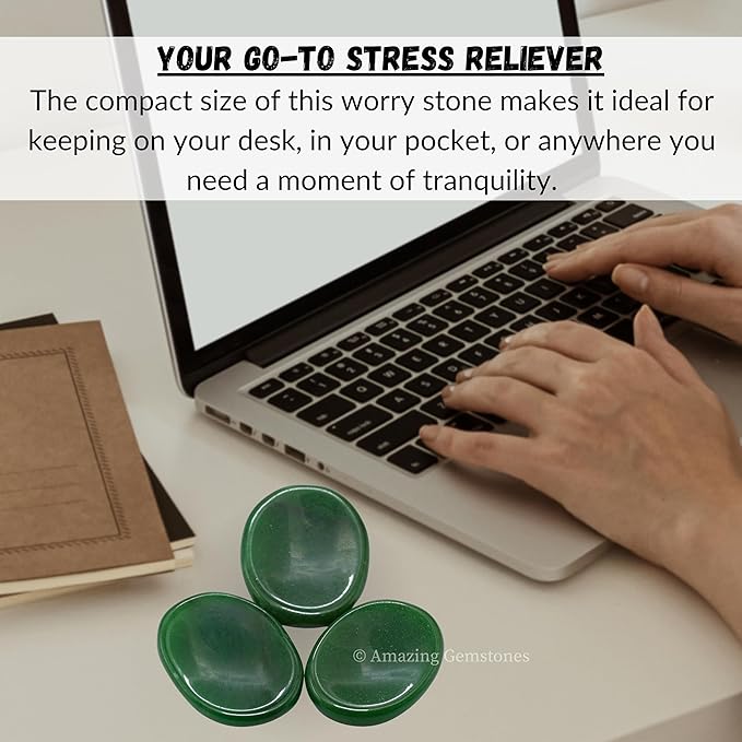 Amazing Gemstone Green Jade Aventurine Worry Stone Crystals and Healing Stones - Worry for Stress Relief Gifts - Piedra Crystal Fidget for Meditation - Unique Stocking Stuffers and Birthday Gifts