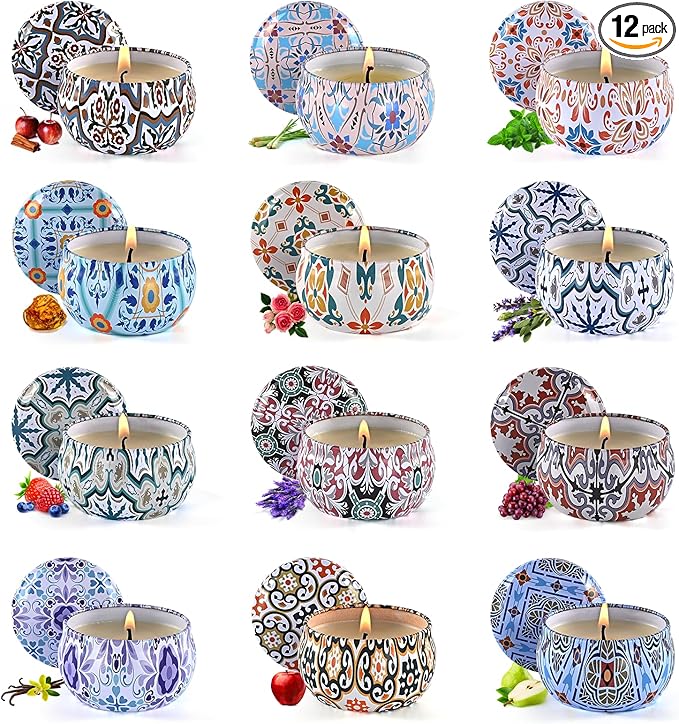 Scented Candles Gift Set, Candles for Home Scented 12 Pack, 300 Hours Long Lasting Soy Wax Aromatherapy Candle Set, Friends Moving Away, Birthday, Retirement Gifts for Women with Gift Box