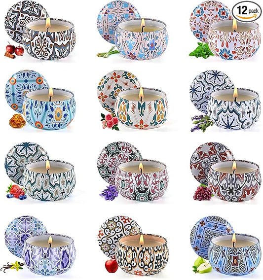 Scented Candles Gift Set, Candles for Home Scented 12 Pack, 300 Hours Long Lasting Soy Wax Aromatherapy Candle Set, Friends Moving Away, Birthday, Retirement Gifts for Women with Gift Box