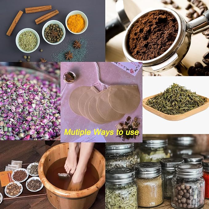 400pcs Loose Leaf Tea Empty Tea Bags - Round Natural Disposable Tea Filter Bags, Unbleached Paper Drawstring Tea & Coffee Brewing & Soup Bags