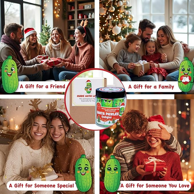 Funny Holiday Pickle Jar for Santa – 60 Motivational Notes & Gag Affirmations | Secret Santa Gift, Stocking Stuffer, Christmas Desk Decor, Just Because Holiday Pickle Gift for Adults, Coworkers