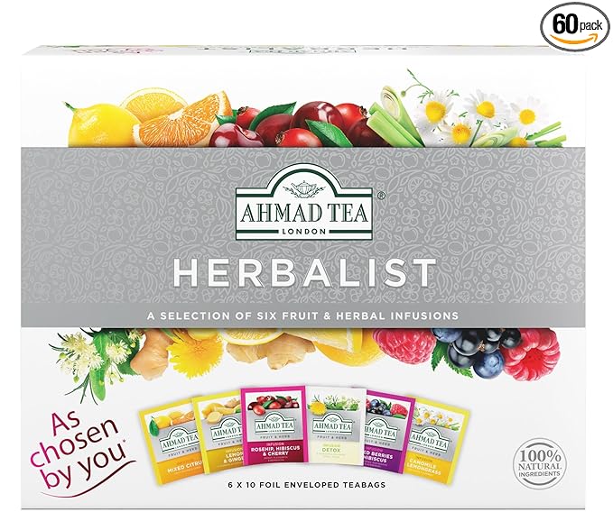 Ammad Tea Herbal Tea, Herbalist Variety Gift Box, 60 Foil Teabags - Decaffeinated & Sugar-Free